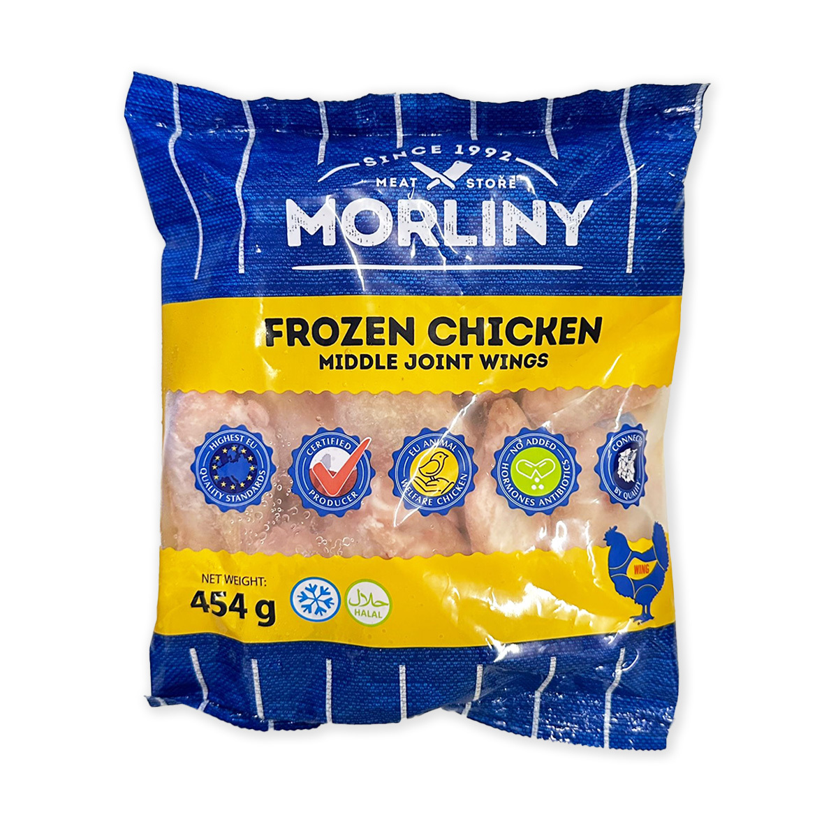 Morliny - 波蘭無激素雞中翼(約400-454g)｜HALAL清真認證｜雞翅膀｜雞翼｜燒烤 ｜氣炸 (急凍-18°C)