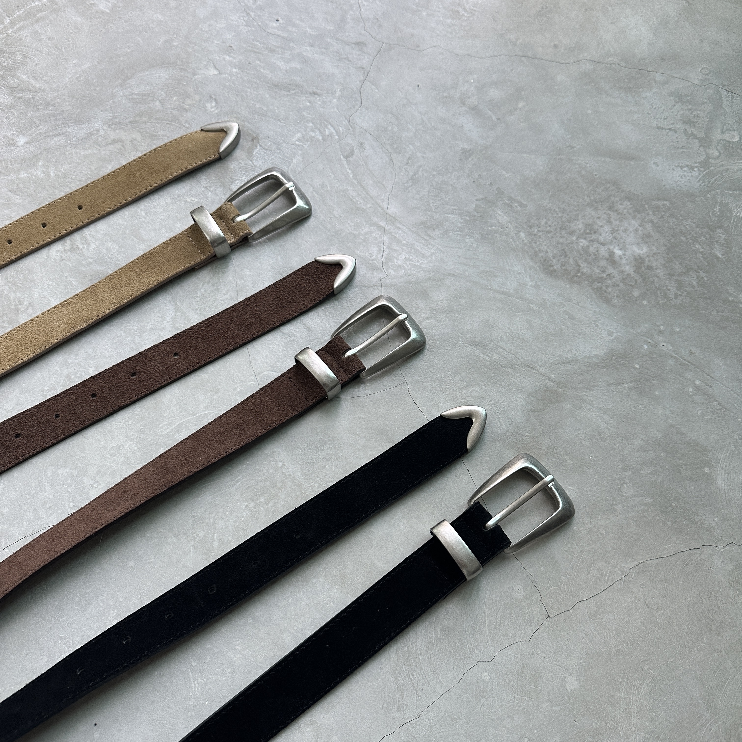 A1105 「真皮」麂皮梯形釦環皮帶 / 3 colors