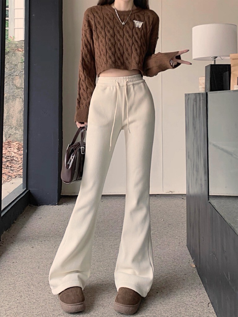 抽繩內刷毛羊絨喇叭褲