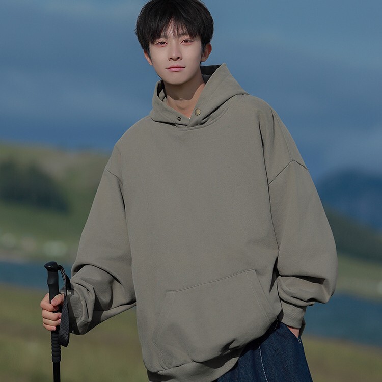 美式重磅寬鬆素色帽T K3766