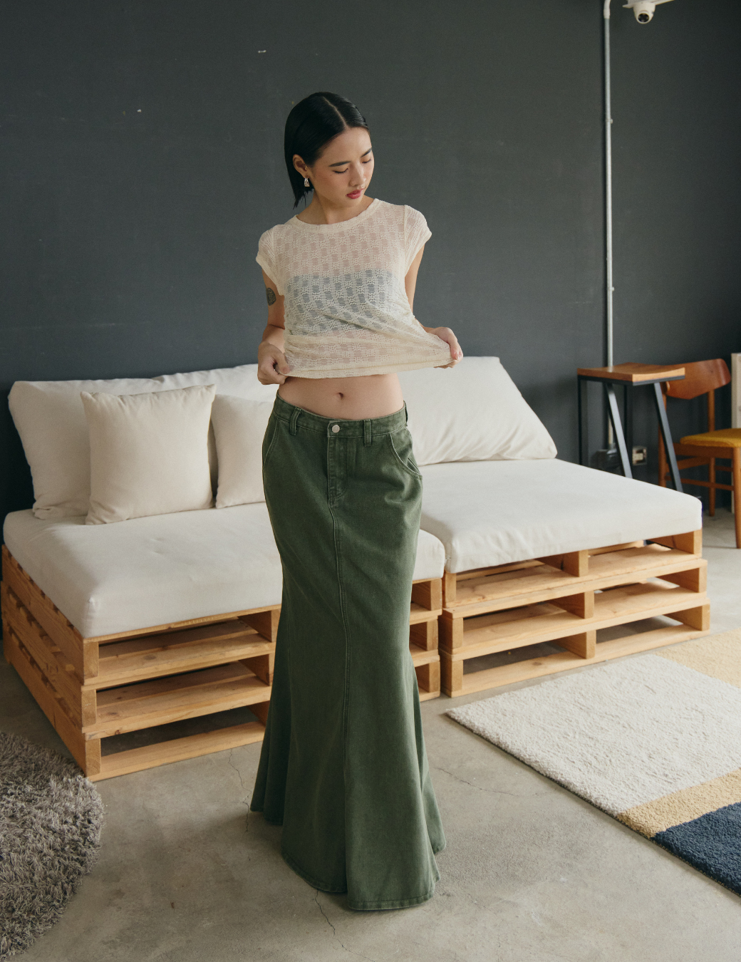 復古修身魚尾長裙（6尺寸）