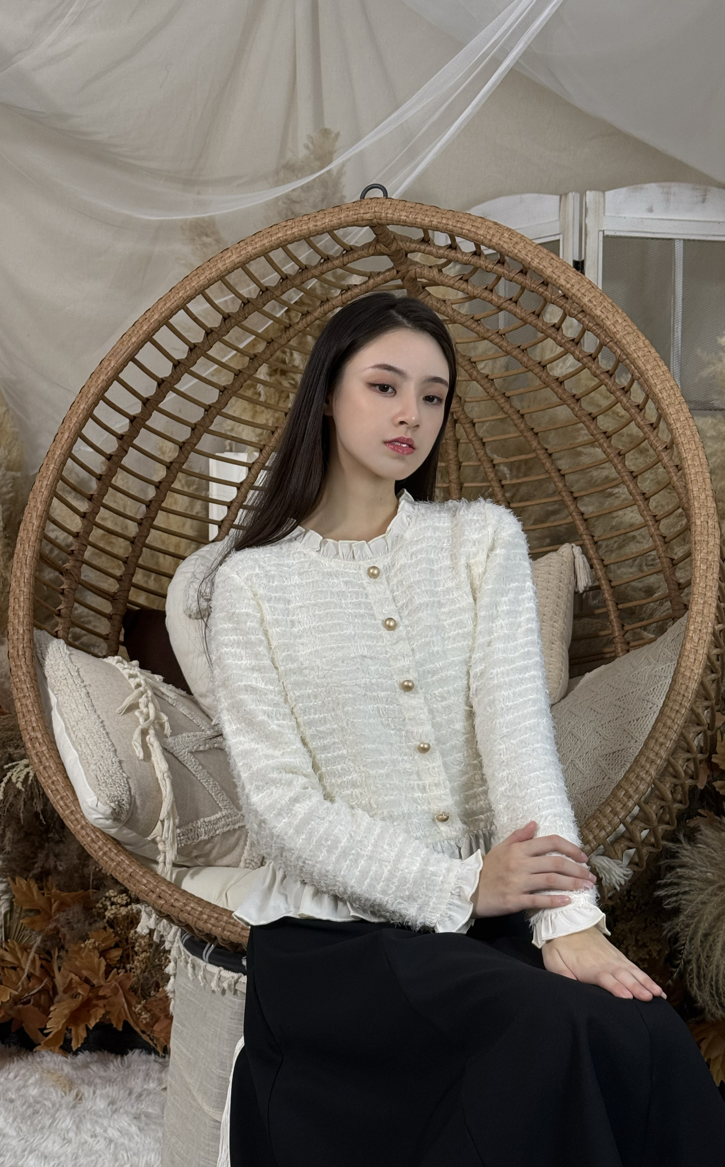 花領鈕扣上衣 SH0284