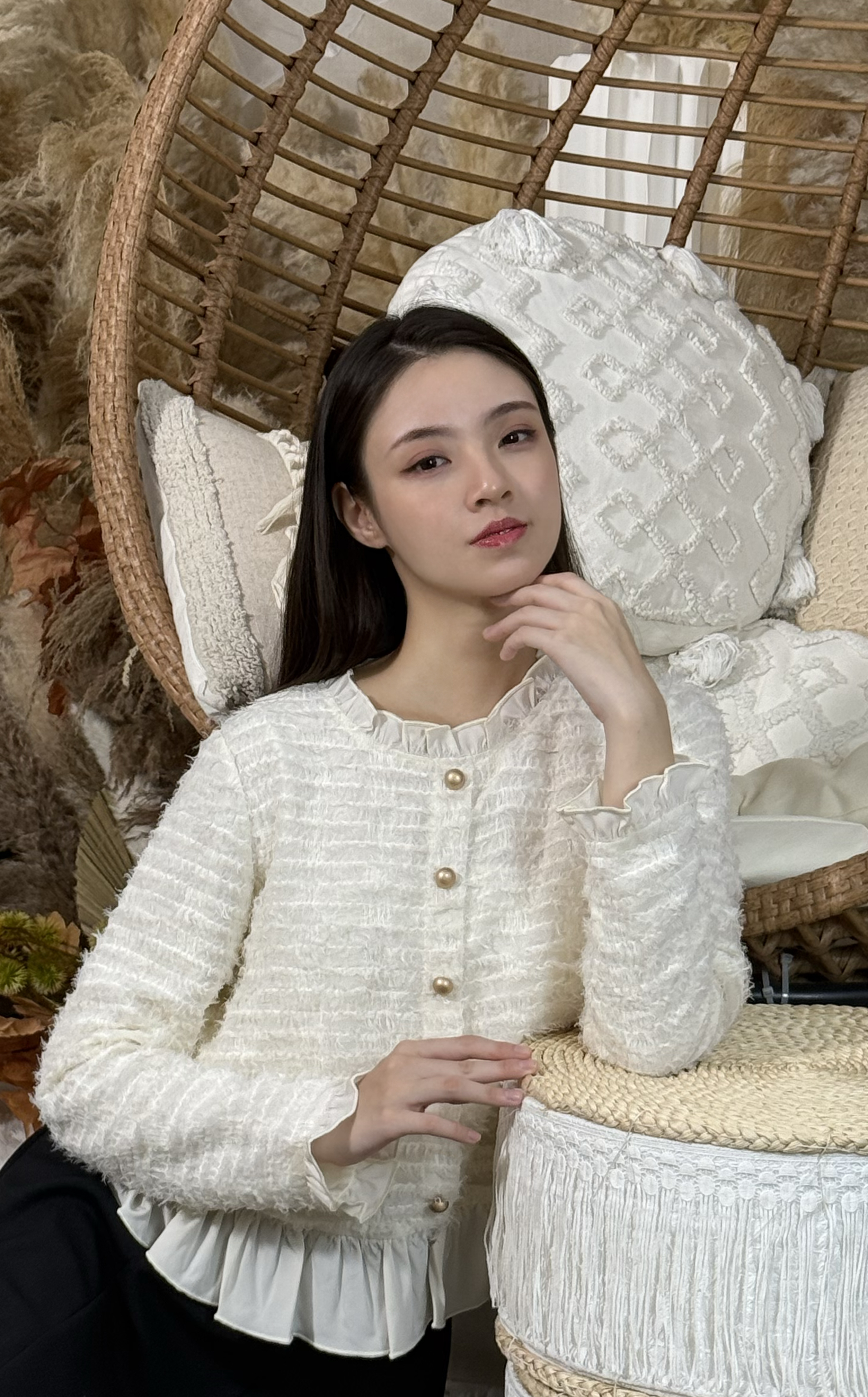 花領鈕扣上衣 SH0284