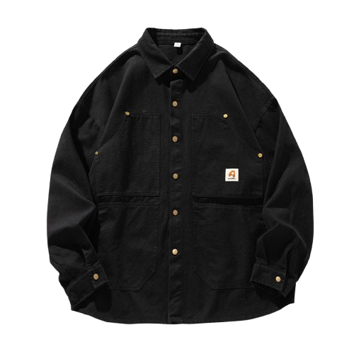 復古工裝水洗長袖鉚釘襯衫 K3798