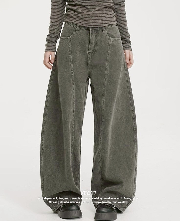 個性車線深灰彎刀褲 88120