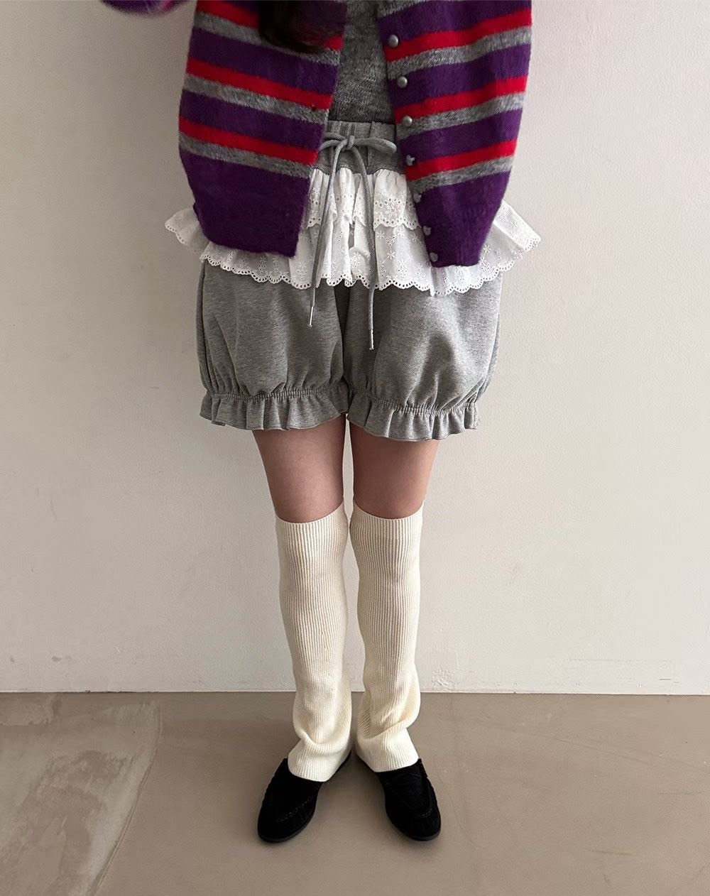 蛋糕蕾絲縮擺短褲