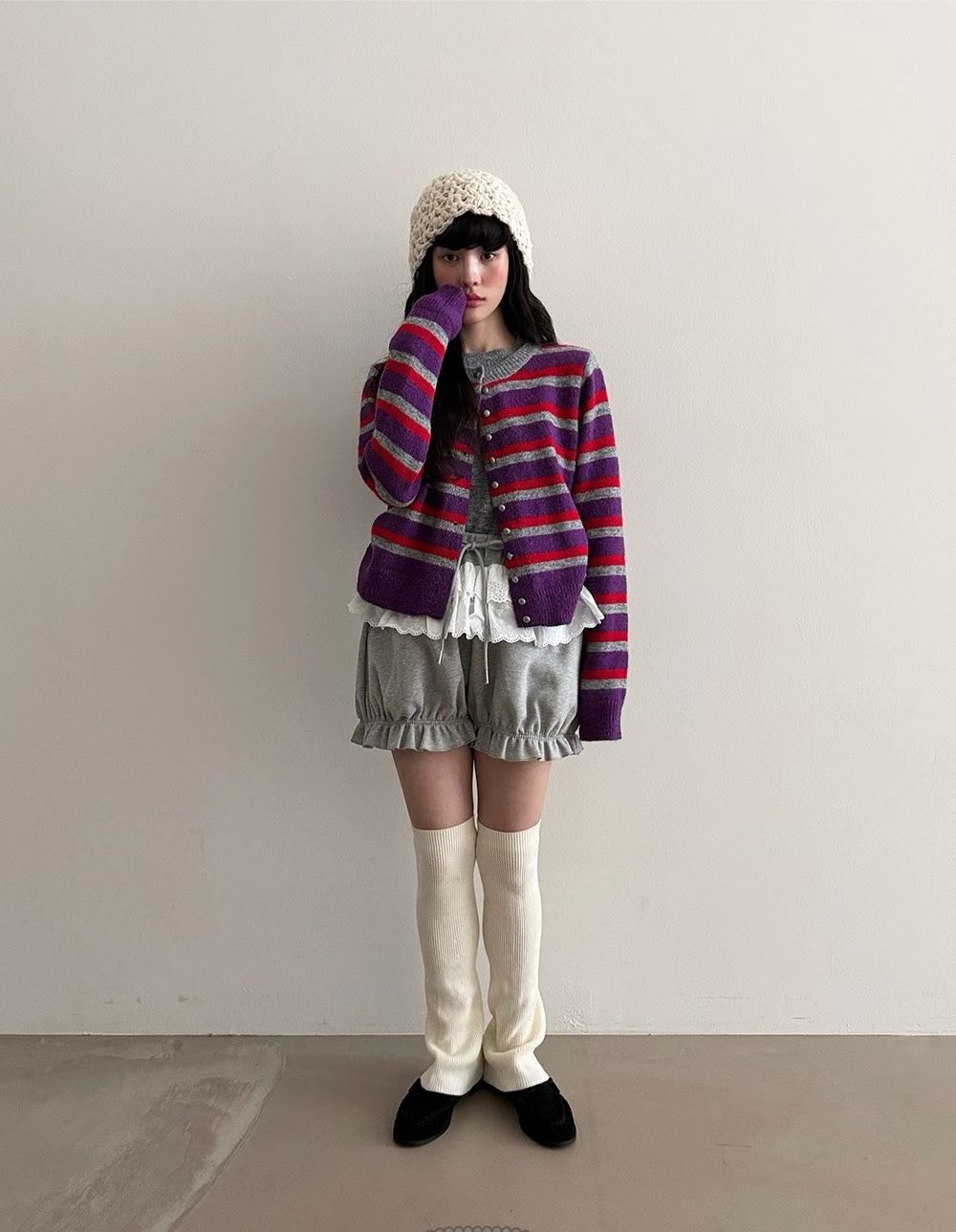 蛋糕蕾絲縮擺短褲