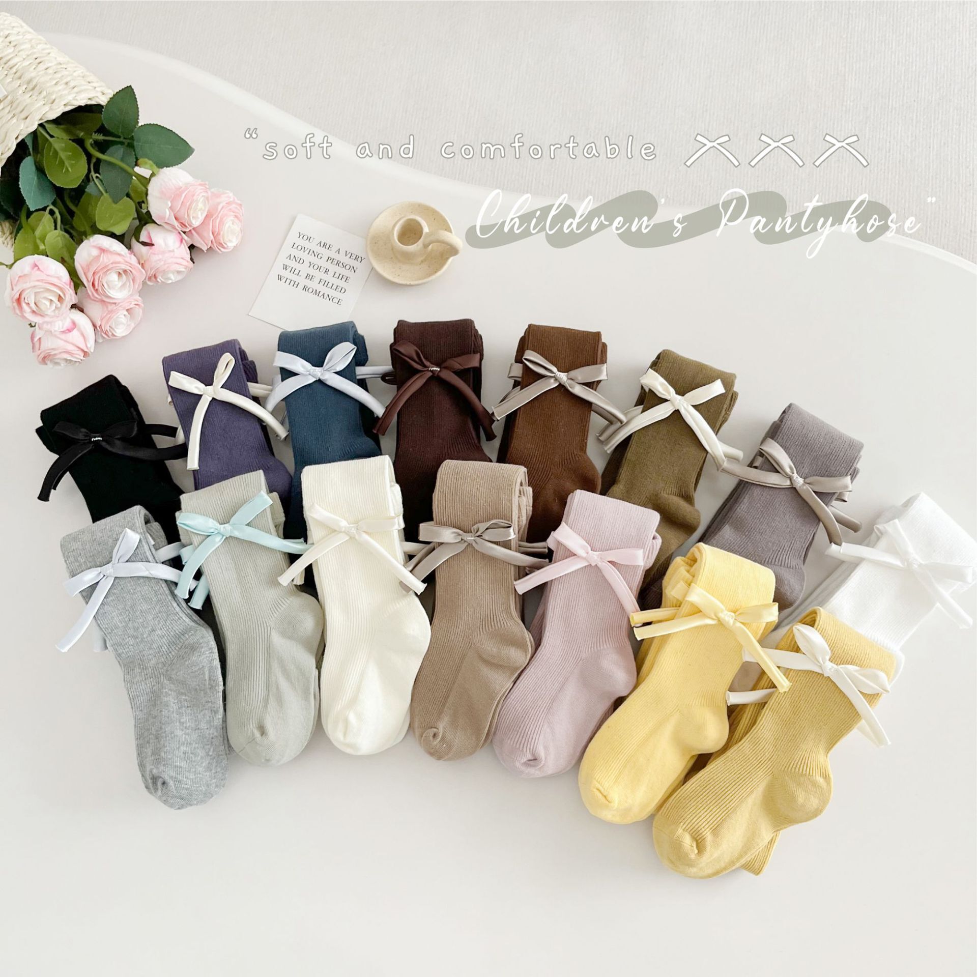 緞帶蝴蝶結褲襪(XS-XXL)