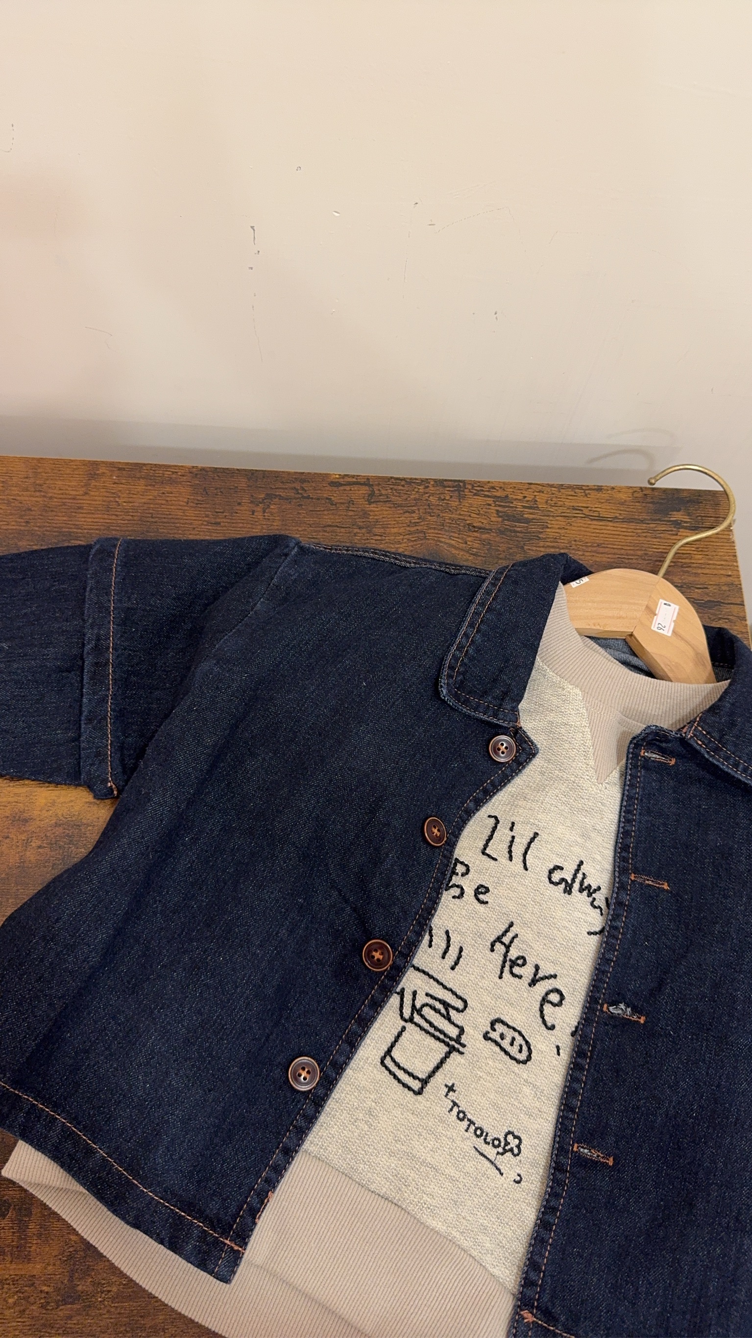 25551牛仔假兩件襯衫外套e38