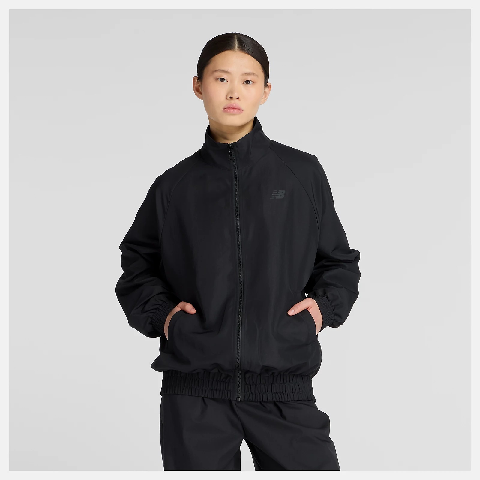 NEW BALANCE 外套 NB 黑色 防風 教練外套 女 WJ53517BK