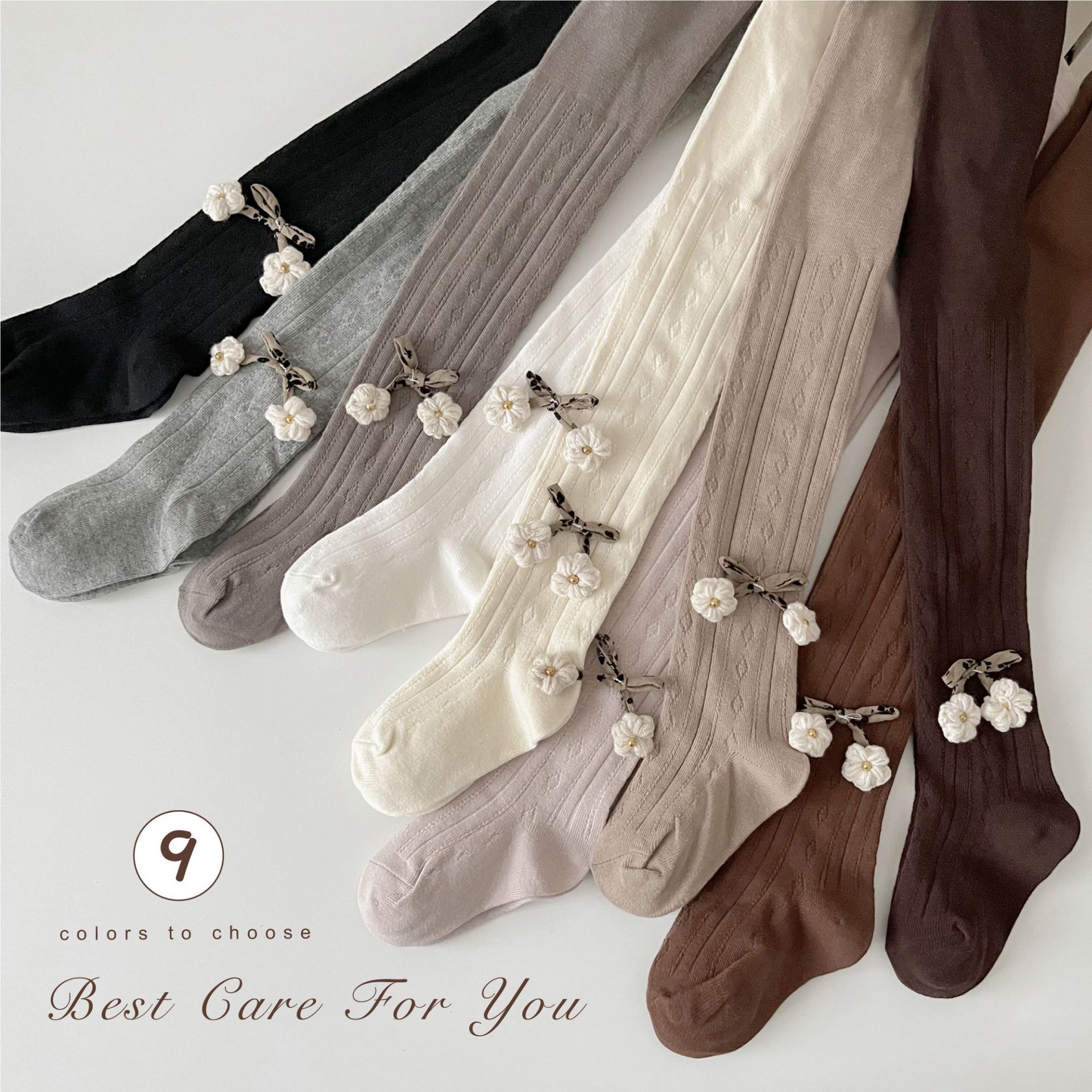 立體花朵褲襪(XS-XXL)