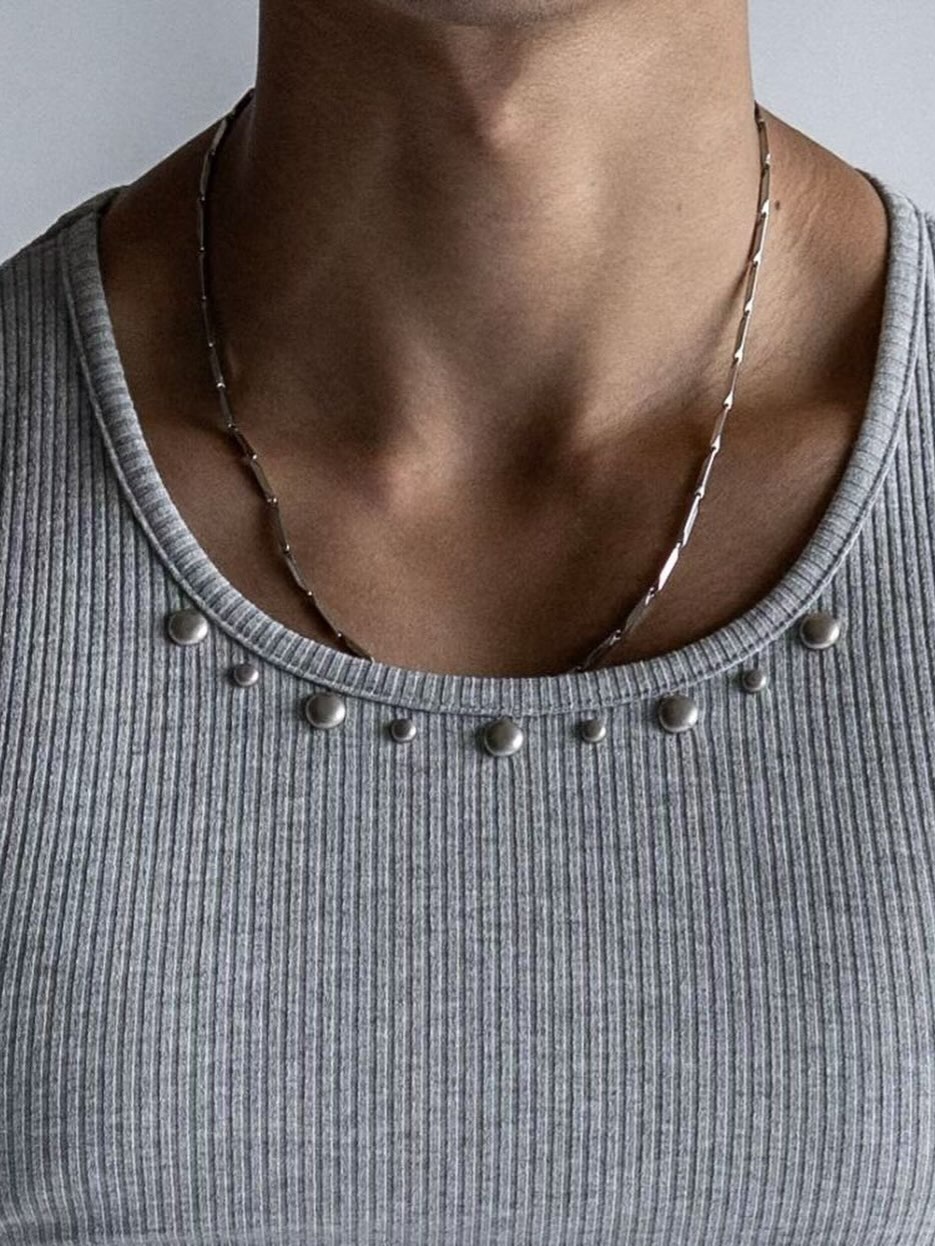 鉚釘羅紋無袖上衣