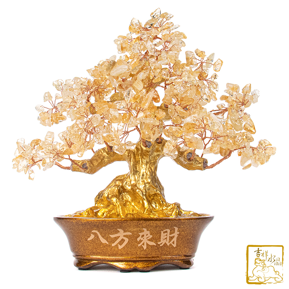 黃水晶八方來財發財樹 1.24kg 財運亨通