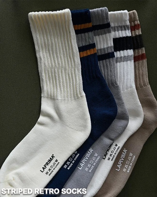 LAPRIMA 條紋復古襪短毛巾底透氣襪