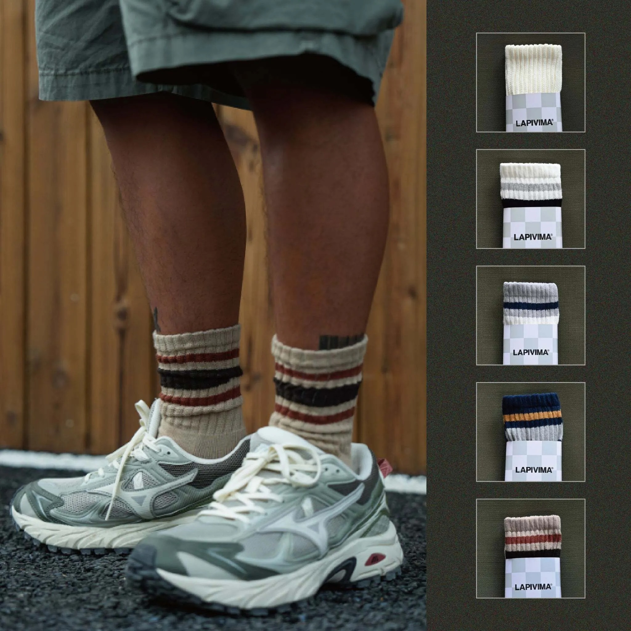 LAPRIMA 條紋復古襪短毛巾底透氣襪