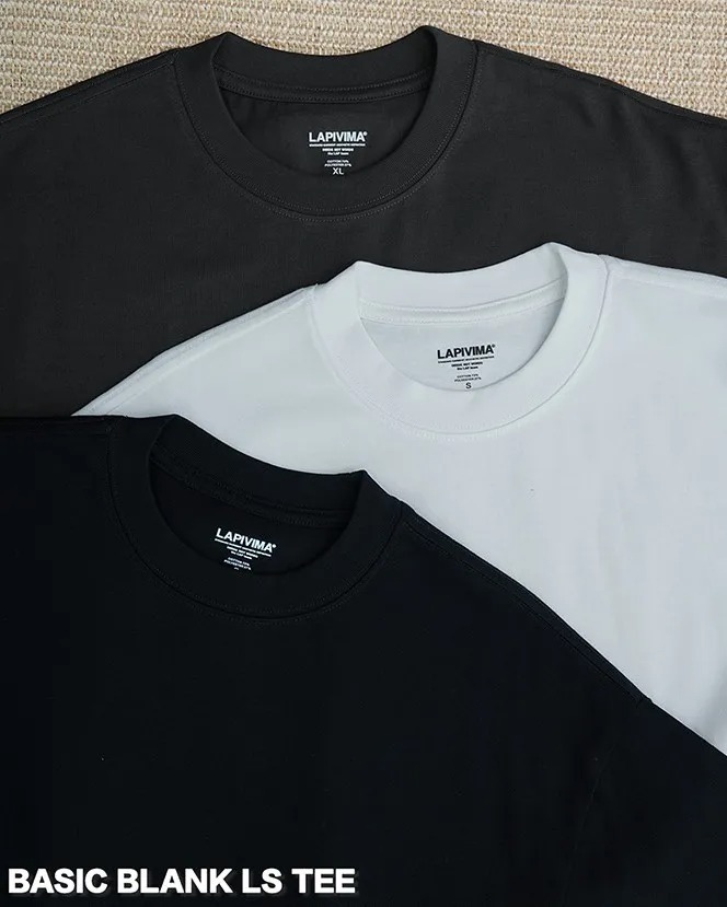 LAPRIMA 基礎純色長袖圓領套頭T恤