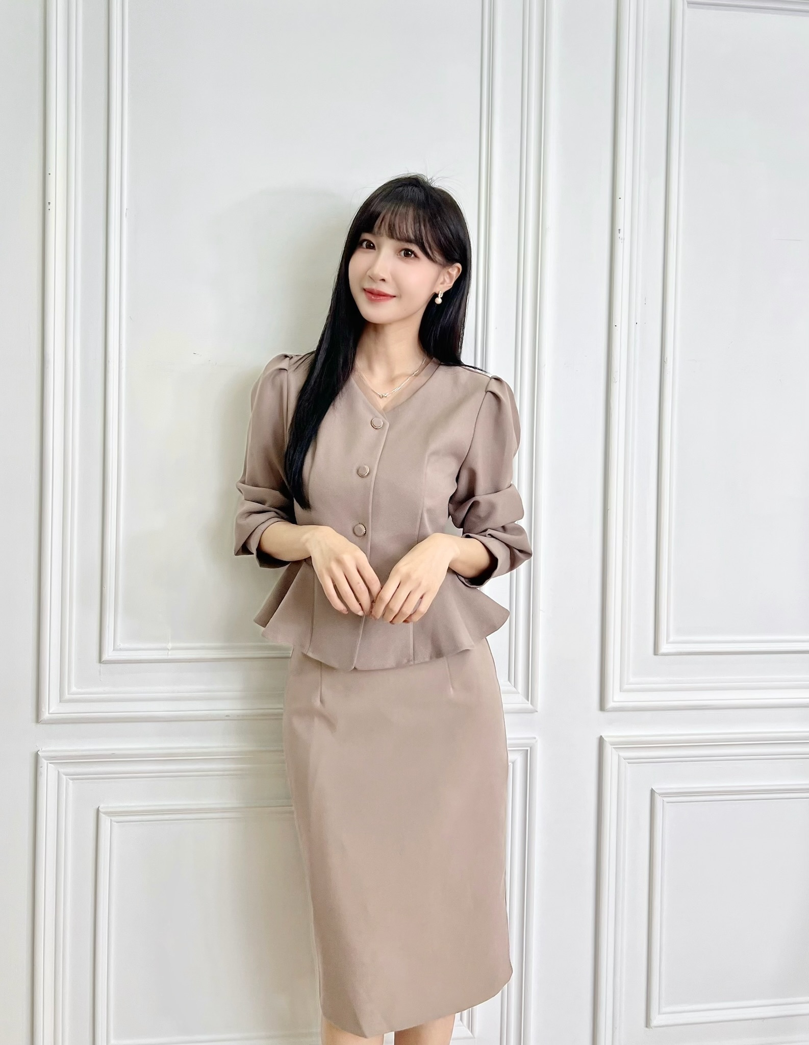 領透紗長袖腰身上衣