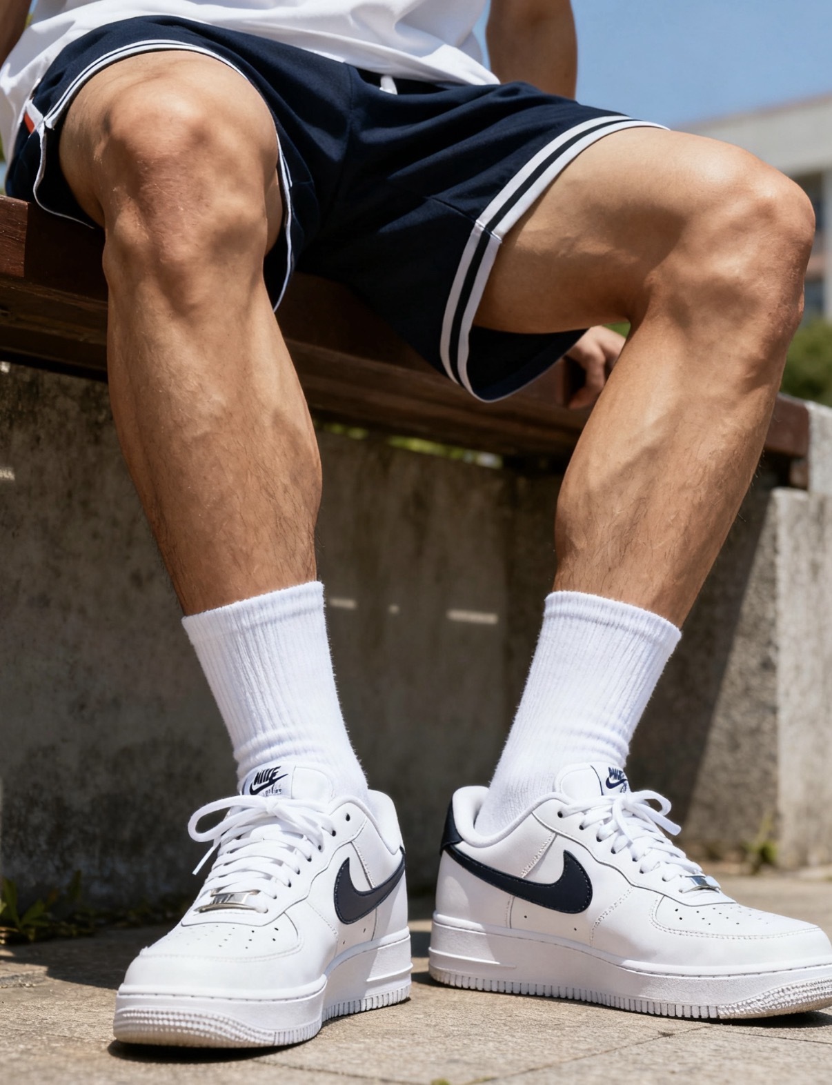 男鞋 NIKE AIR FORCE 1 '07 白深藍 皮革 低筒 休閒鞋【FJ4146-119】AF1 WAF1