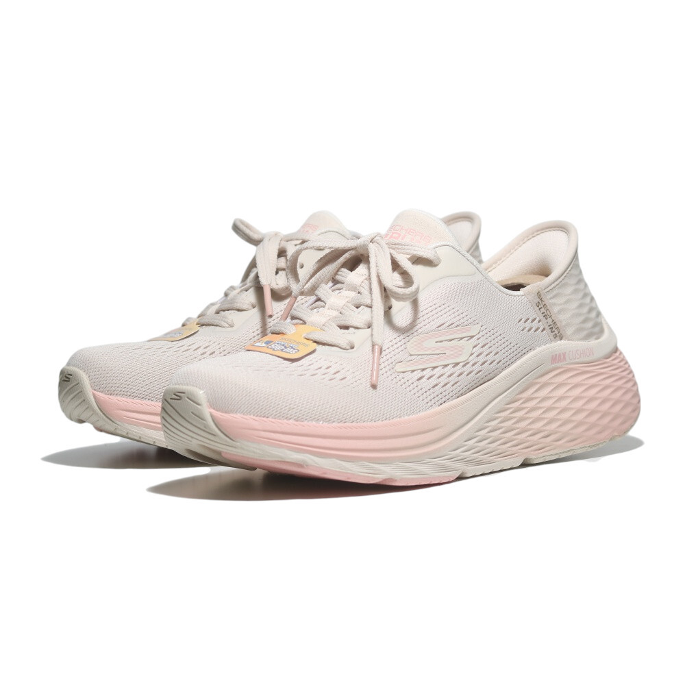 SKECHERS 健走鞋 MAX CUSHIONING 米白粉 瞬穿 緩震 女 129626NTPK