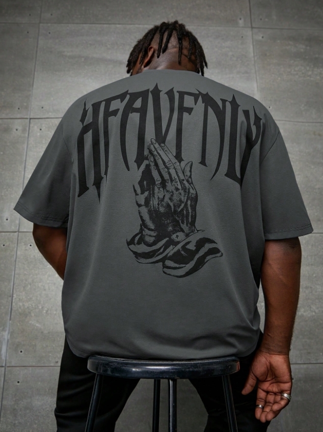 KADMAX大尺碼-大碼男哥德式字母短袖TEE〈KSMS2593〉