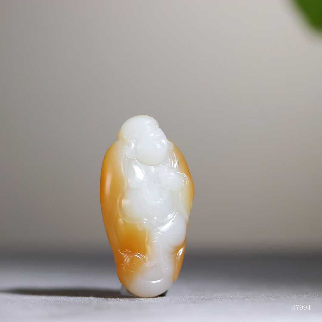 1023720 和田玉彌勒佛✦蜜脂禪悅