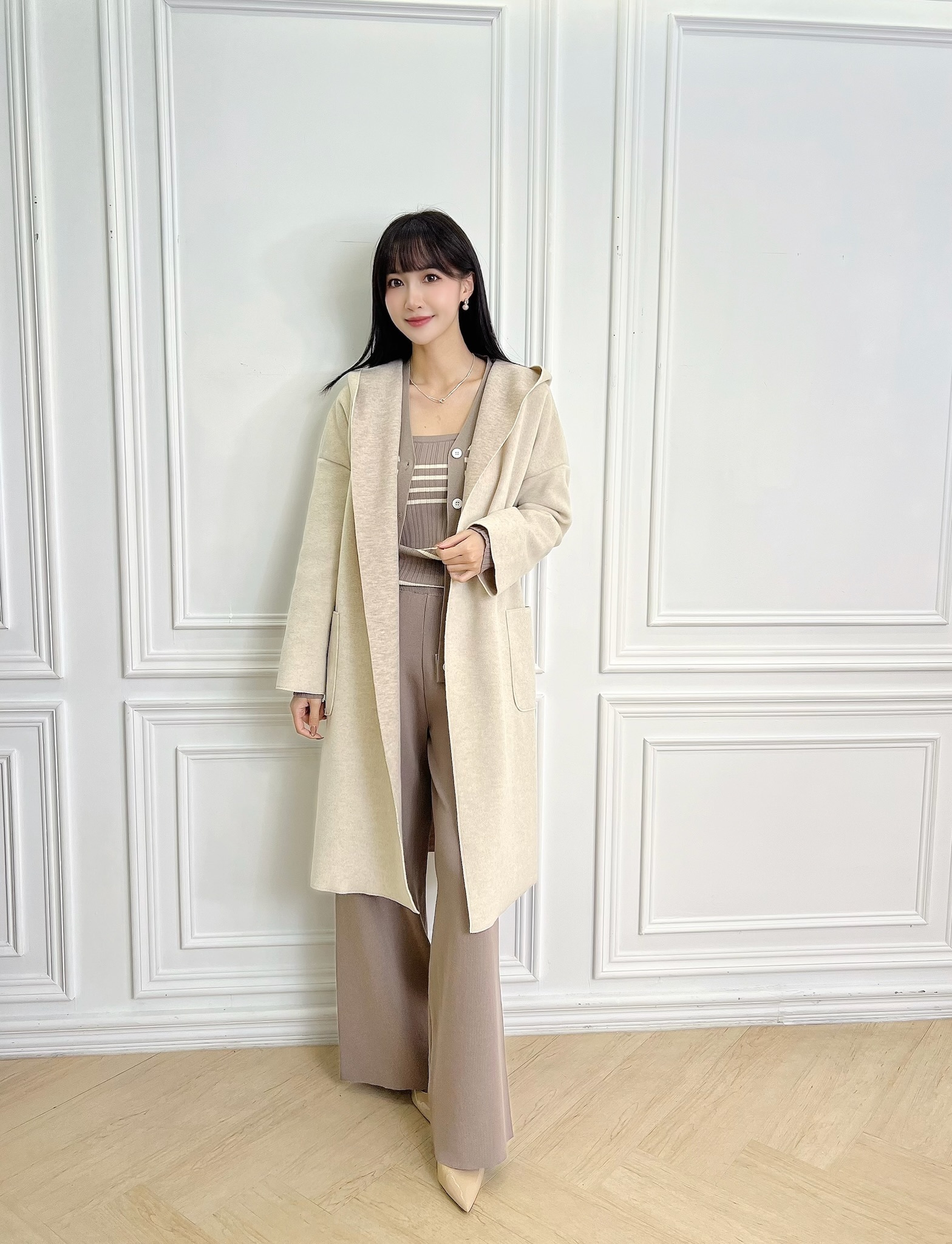 舒適棉料長版連帽外套