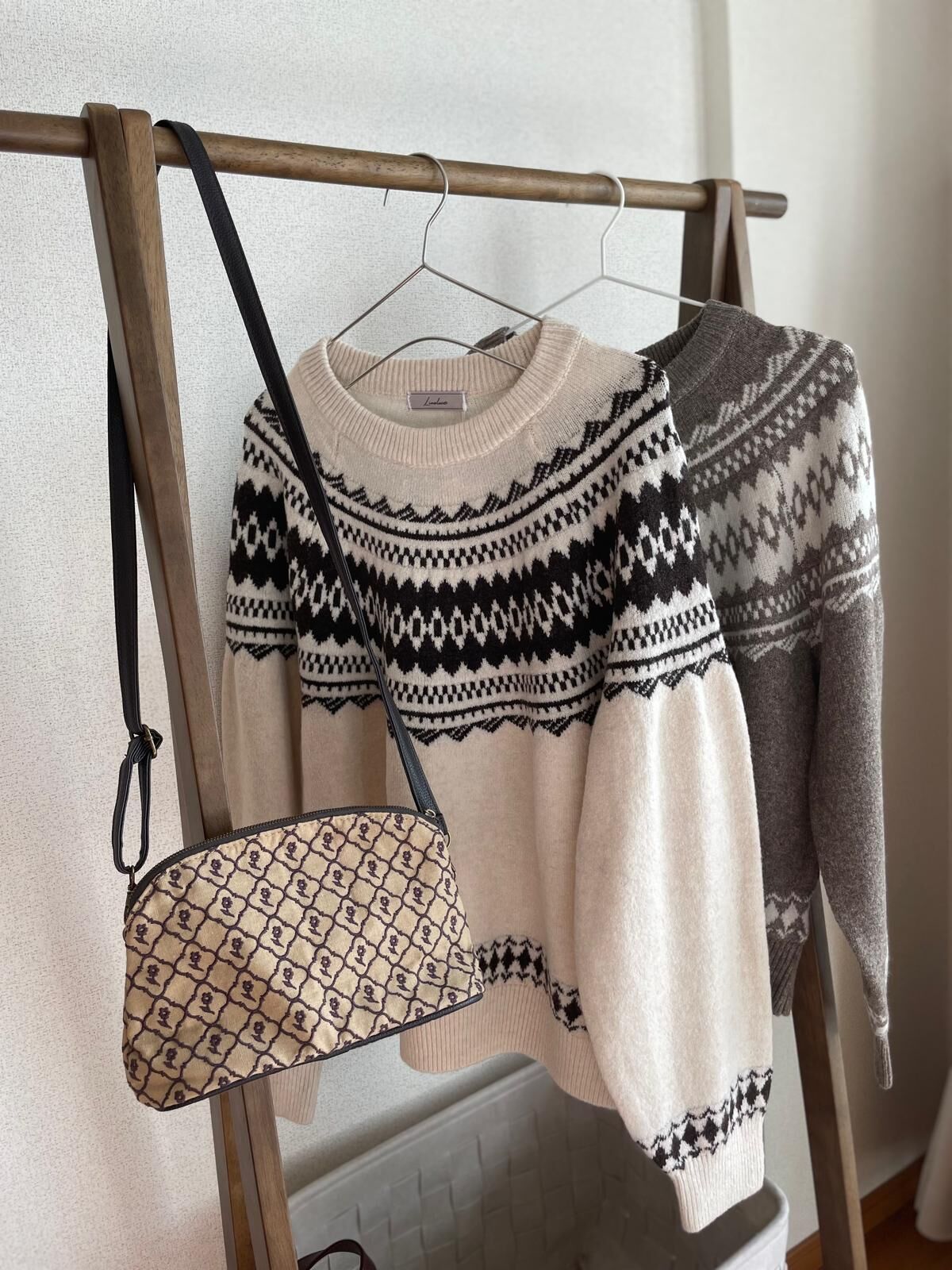 北歐風向心紋大地色系毛衣（中性情侶款）【日本直送】