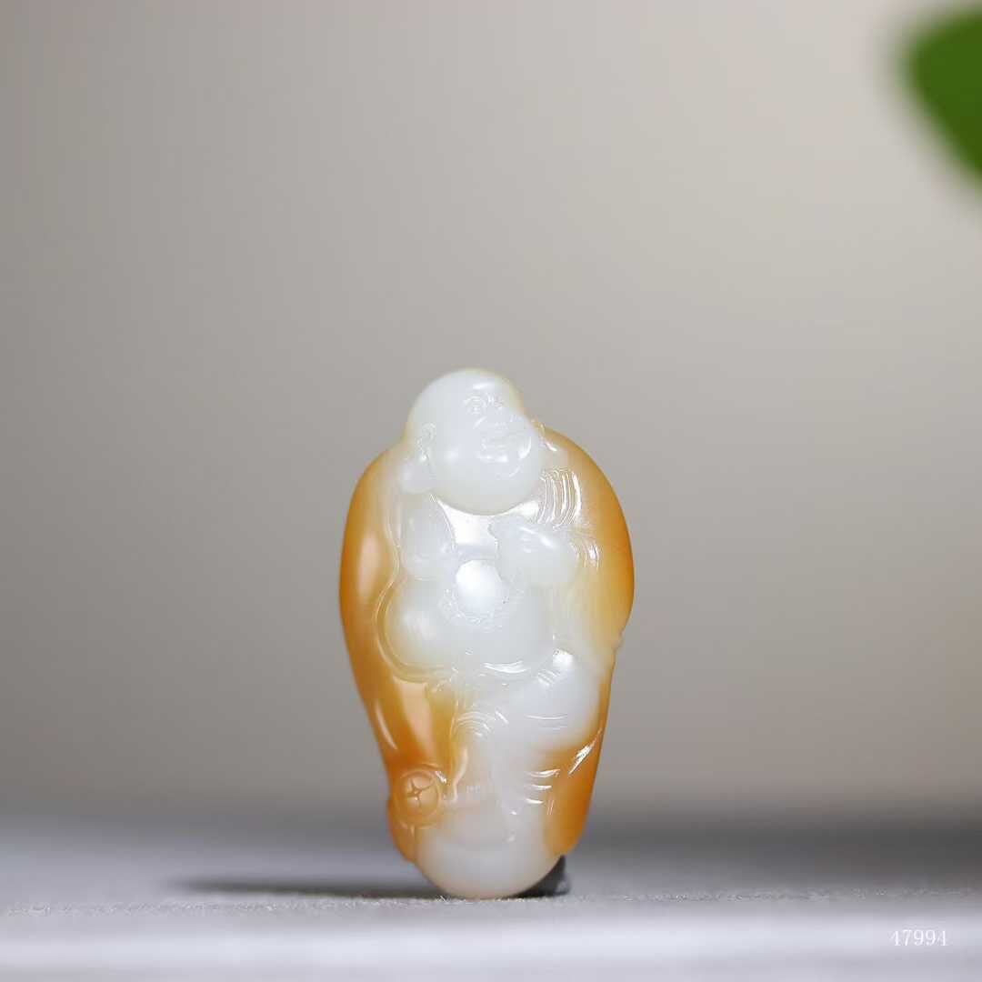 和田玉彌勒佛✦蜜脂禪悅,天然和田玉軟玉