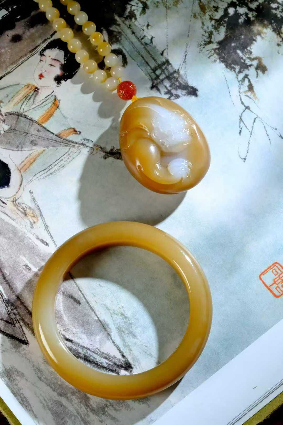 1023727 55.2mm和田玉糖料手鐲 (54-56)