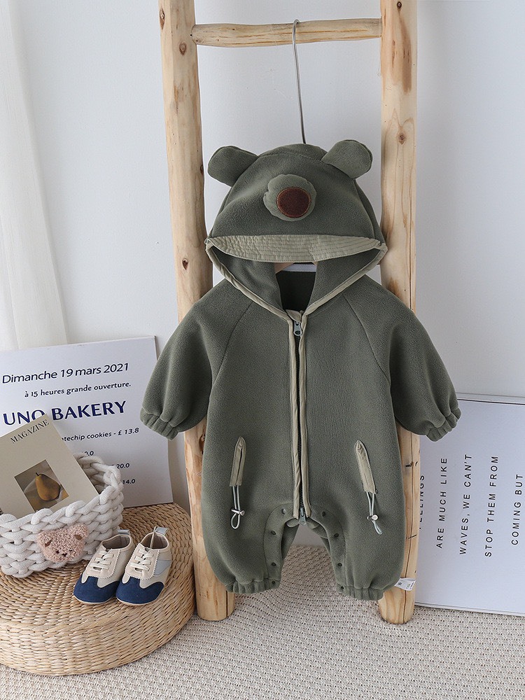 小熊耳朵連帽爬服