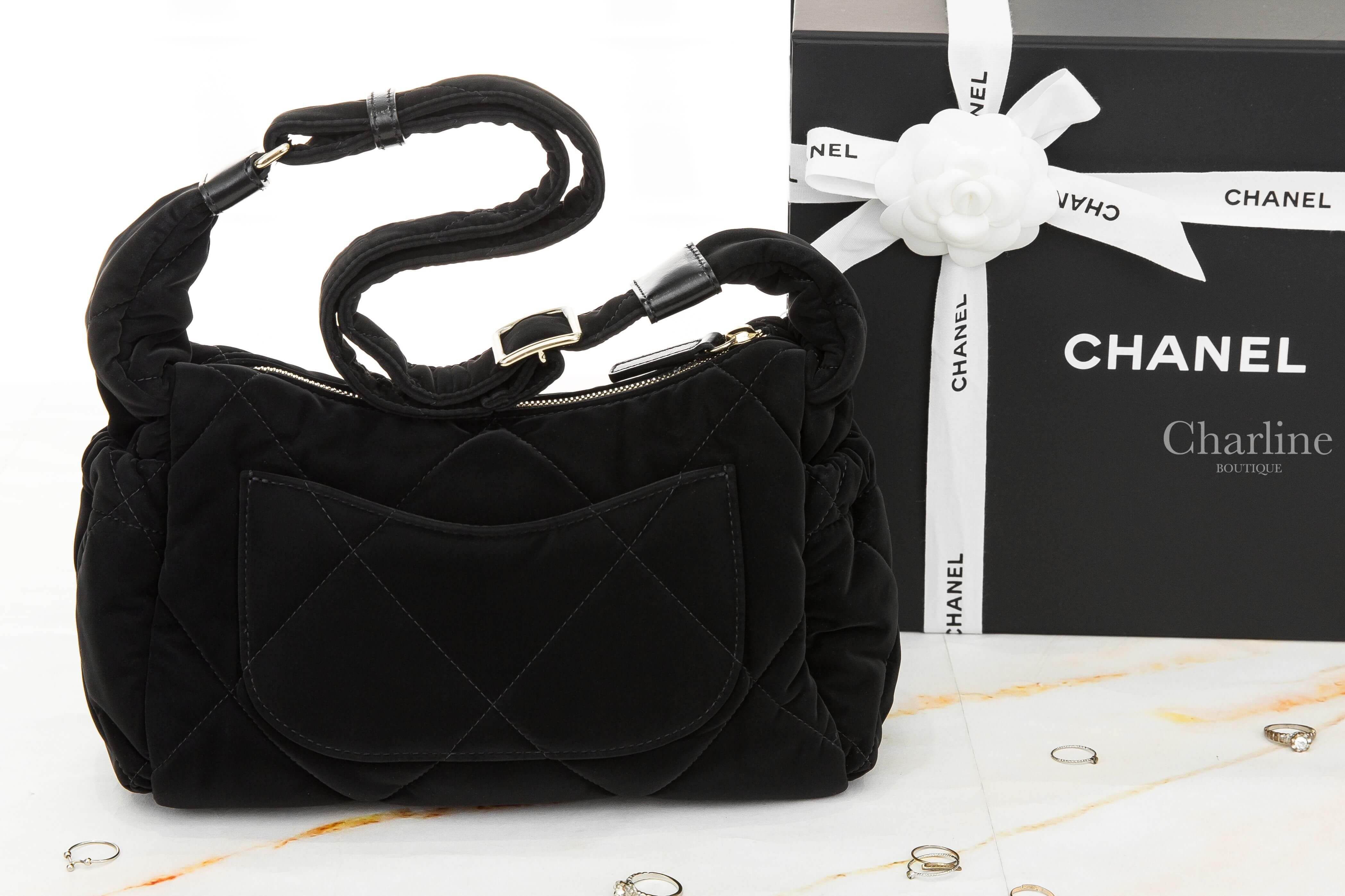 Chanel Large Bowling Bag 黑色金CC大型絲絨大菱格紋肩背包-Charline Boutique 精品代購