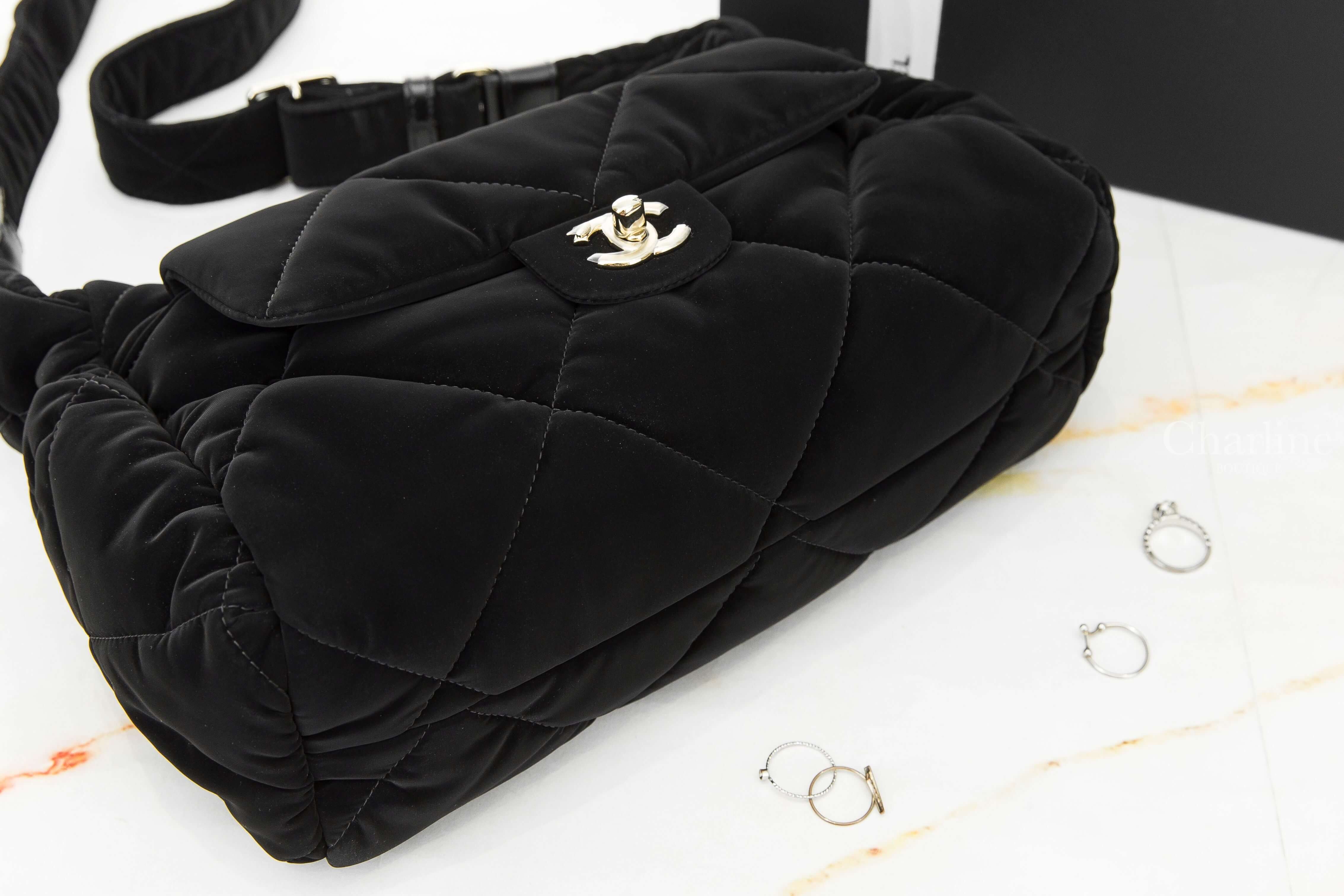 Chanel Large Bowling Bag 黑色金CC大型絲絨大菱格紋肩背包-Charline Boutique 精品代購