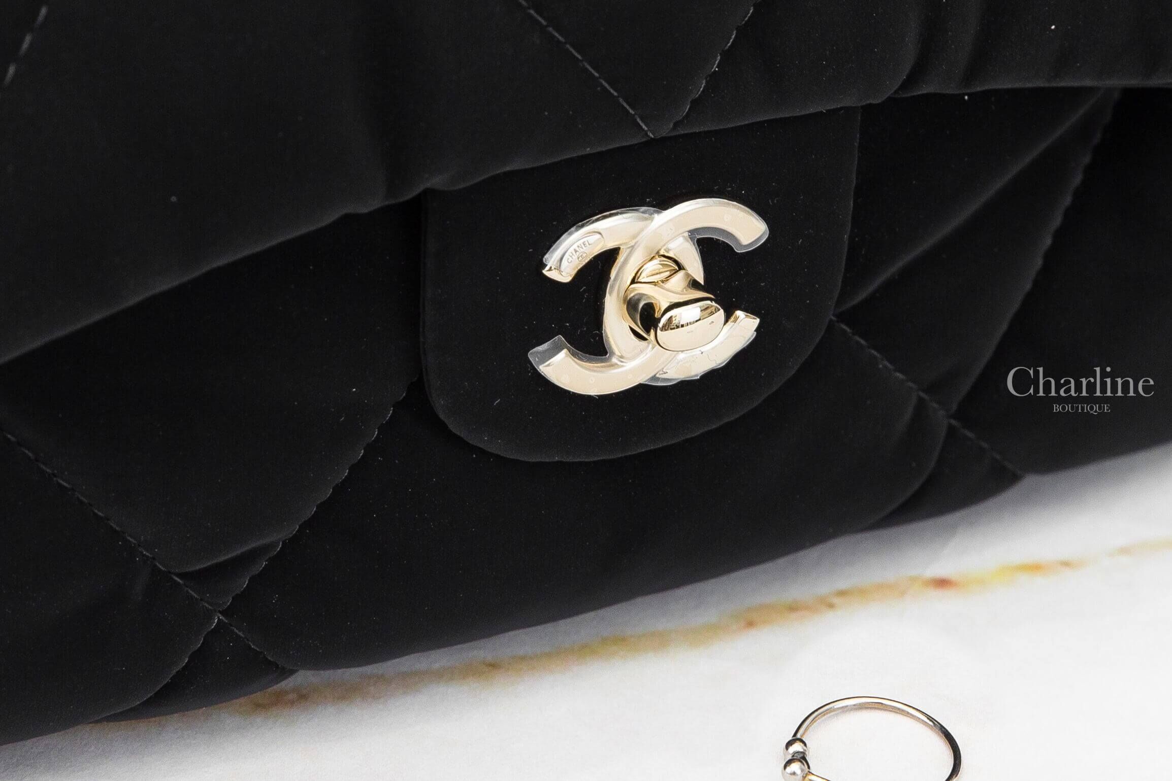 Chanel Large Bowling Bag 黑色金CC大型絲絨大菱格紋肩背包