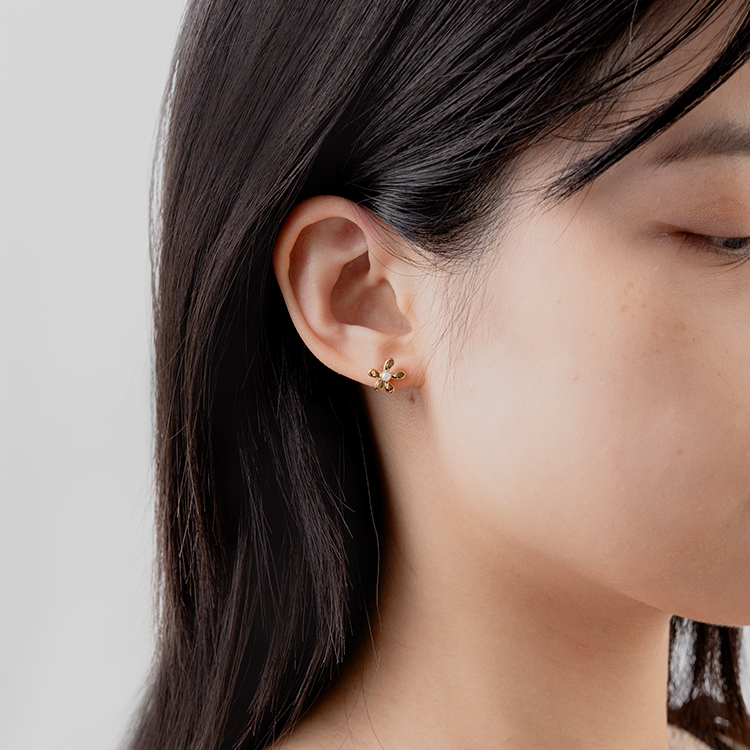 miramira自然｜極簡花語單珠耳環D6061-金59061