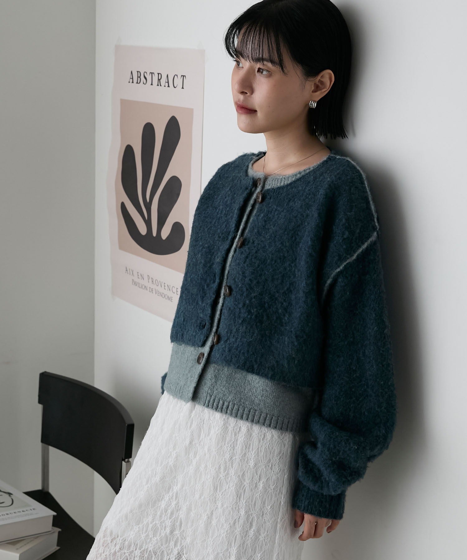 🇯🇵 FORKSY. 混色拉絨 疊層 針織外套 針織衫 針織衣 毛衣 短版 / 預購