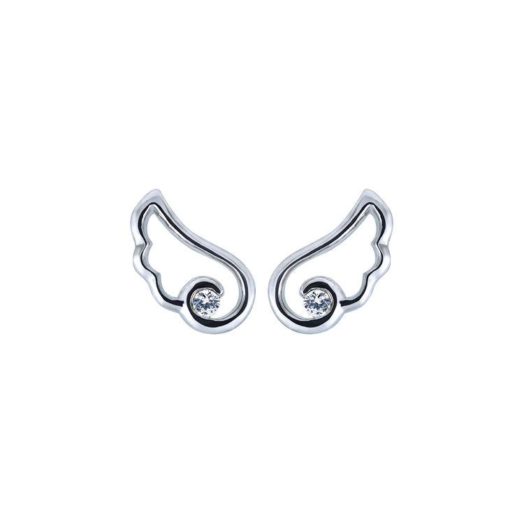 925純銀「天使羽翼」晶鑽耳環-ADSNE0073