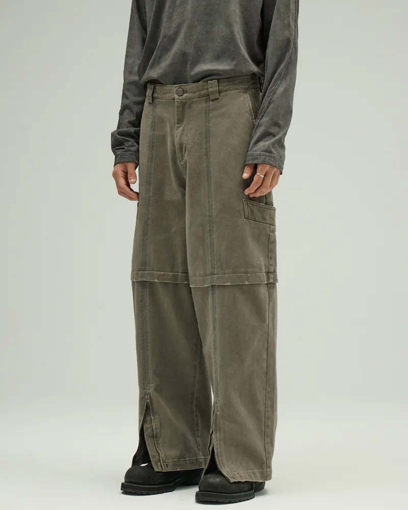 SILVER NINE Zip-Panel Contrast Utility Pants