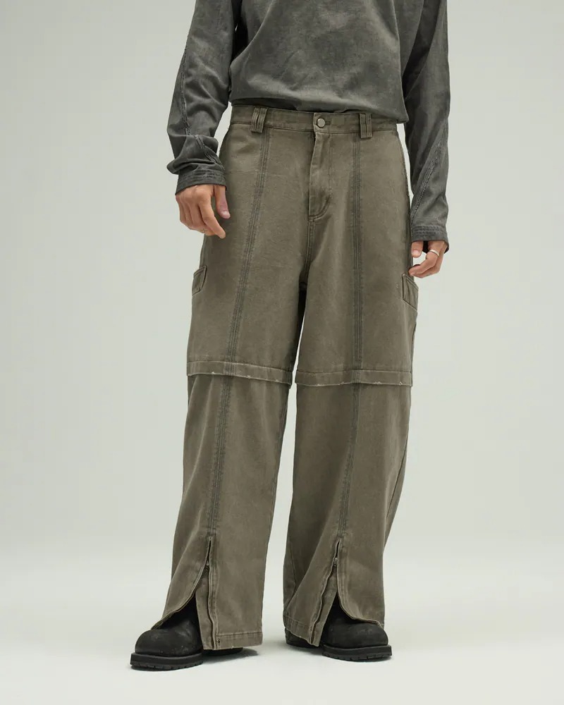 SILVER NINE Zip-Panel Contrast Utility Pants