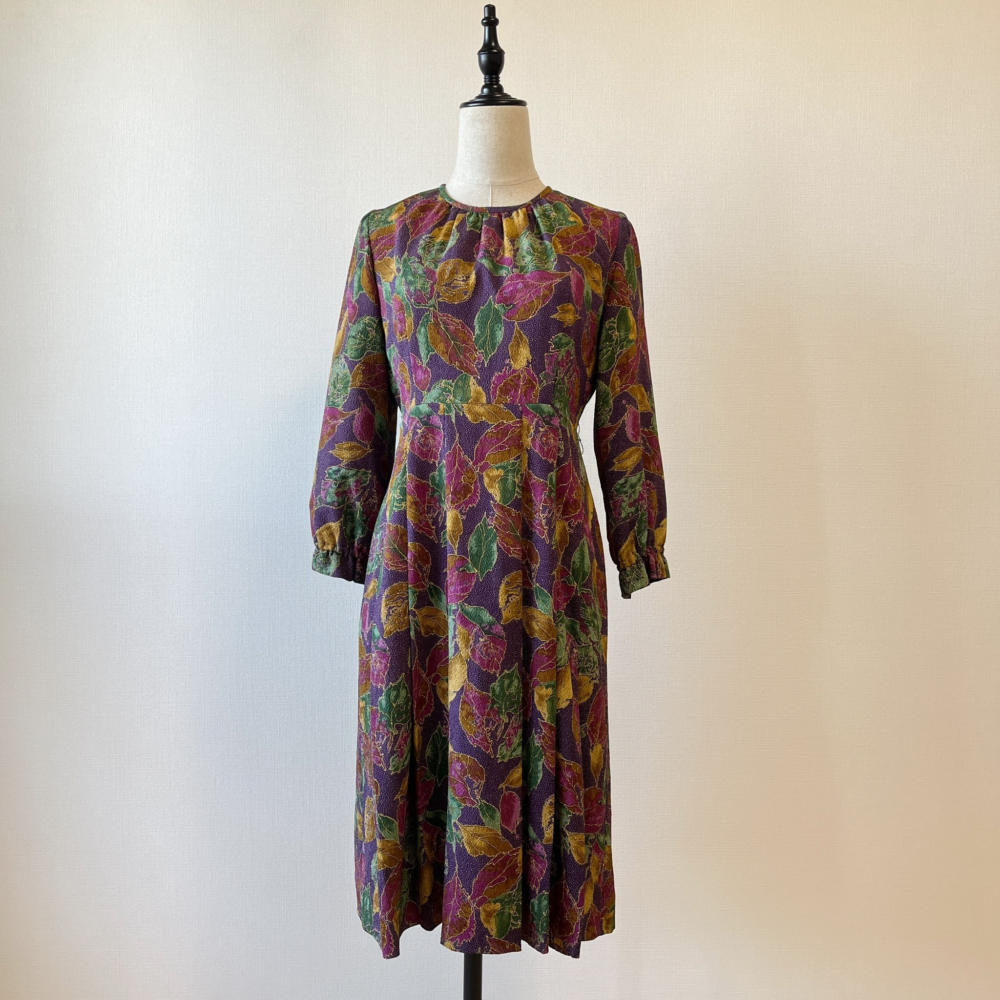 紫影花羽和服布古著連身裙