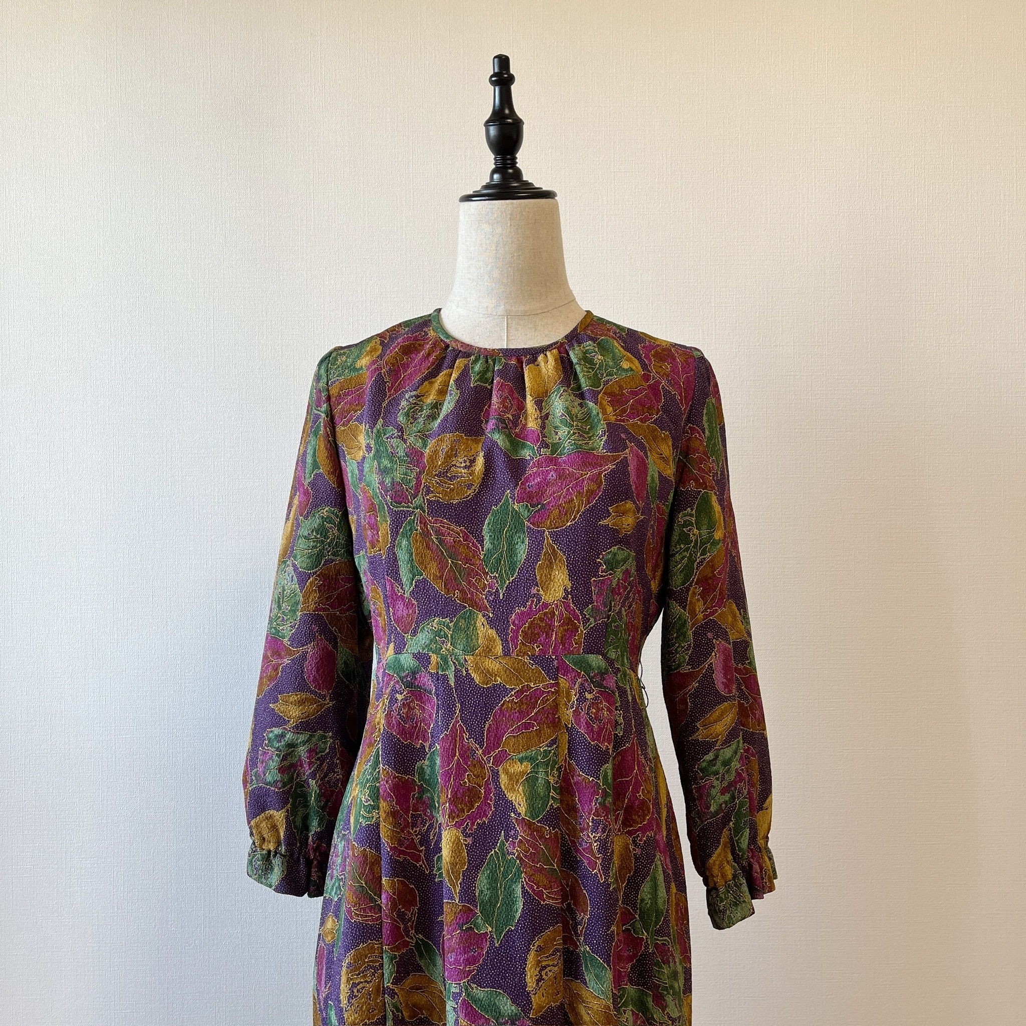 紫影花羽和服布古著連身裙