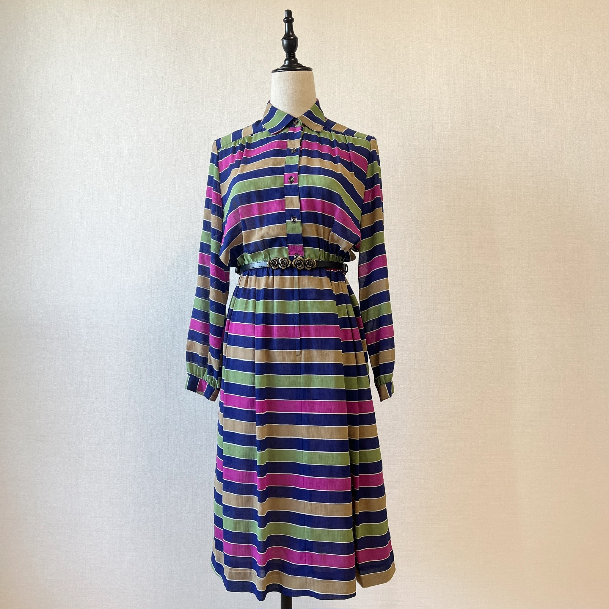 霓虹感彩紋古著連身裙