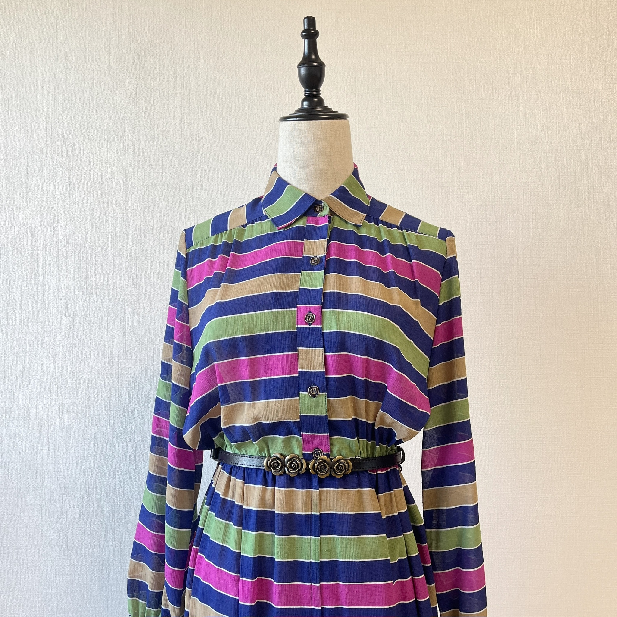 霓虹感彩紋古著連身裙