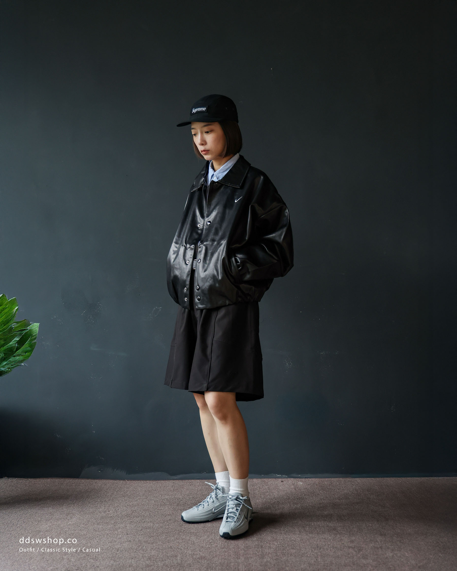 "代購" Nike Sportswear 豹紋領寬鬆皮外套皮衣 皮外套 女款