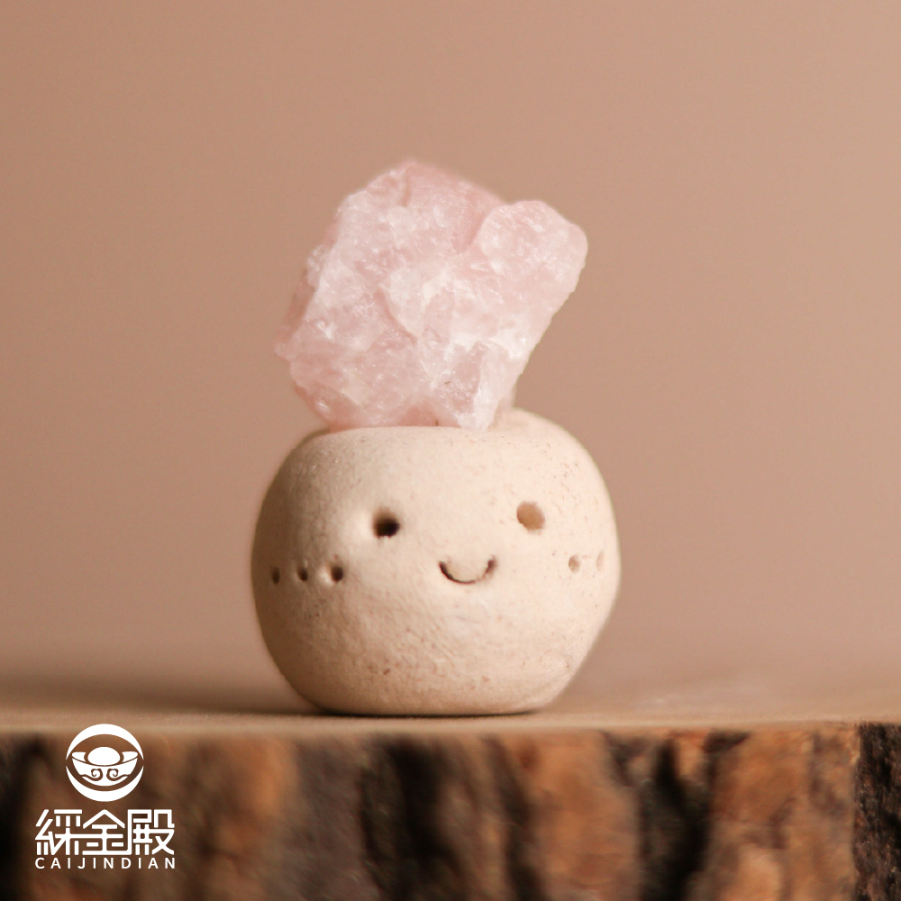 粉水晶招來愛情礦石迷你擺件｜招桃花｜療癒創傷｜茶桌擺件｜過爐加持【綵金殿】