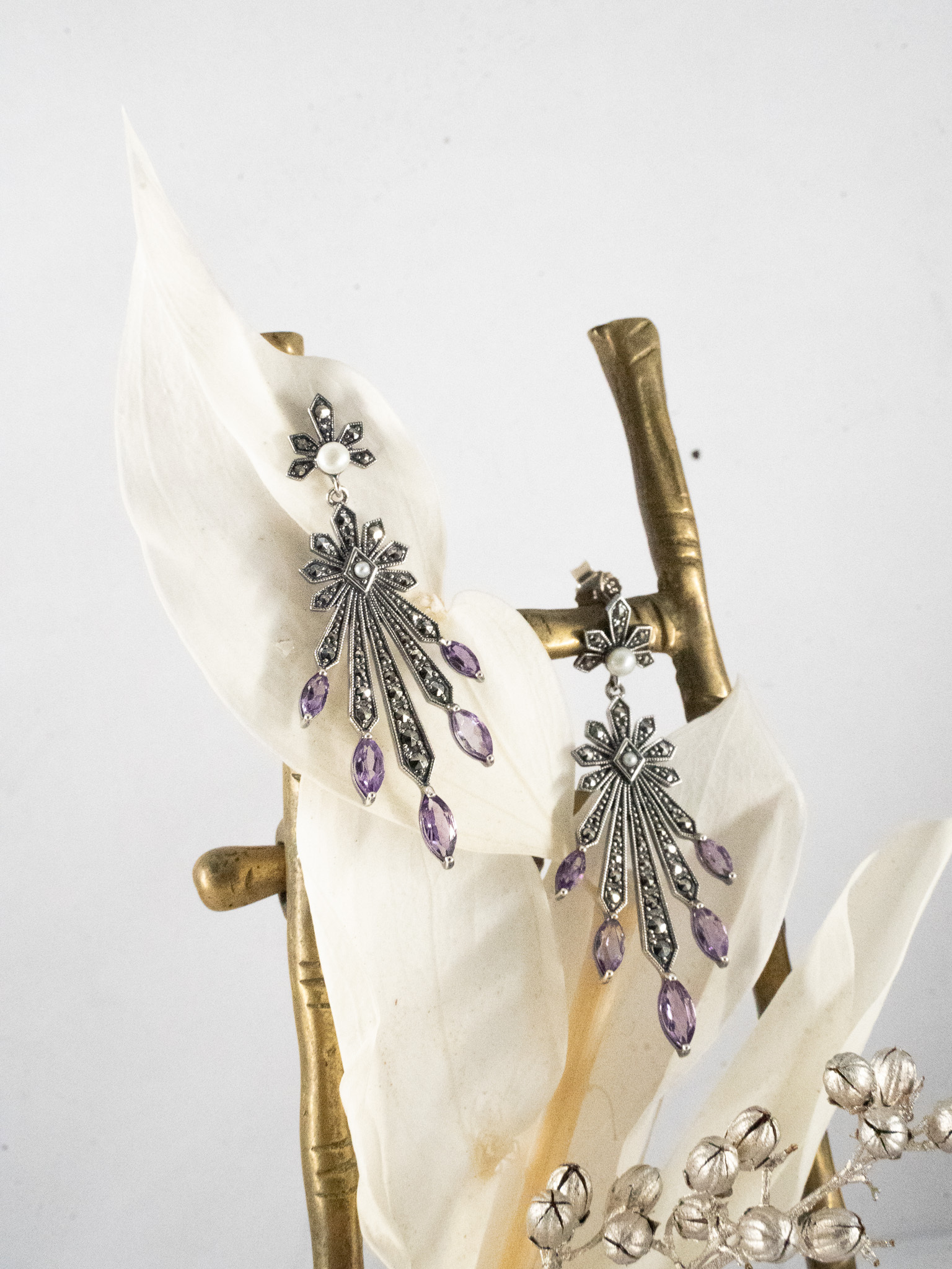 紫水晶吊燈耳環OP1938