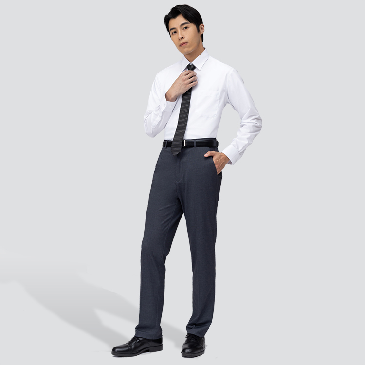 舒適抗皺長袖襯衫-白