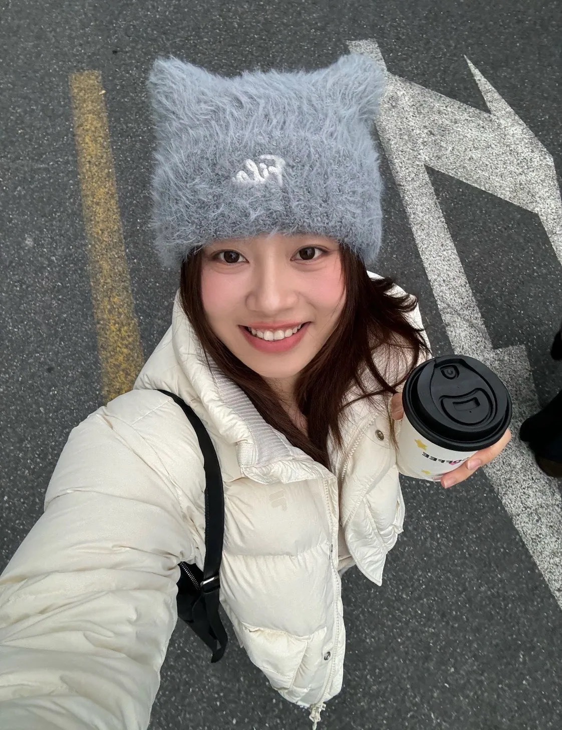 FILA 毛絨絨 猫耳 毛帽