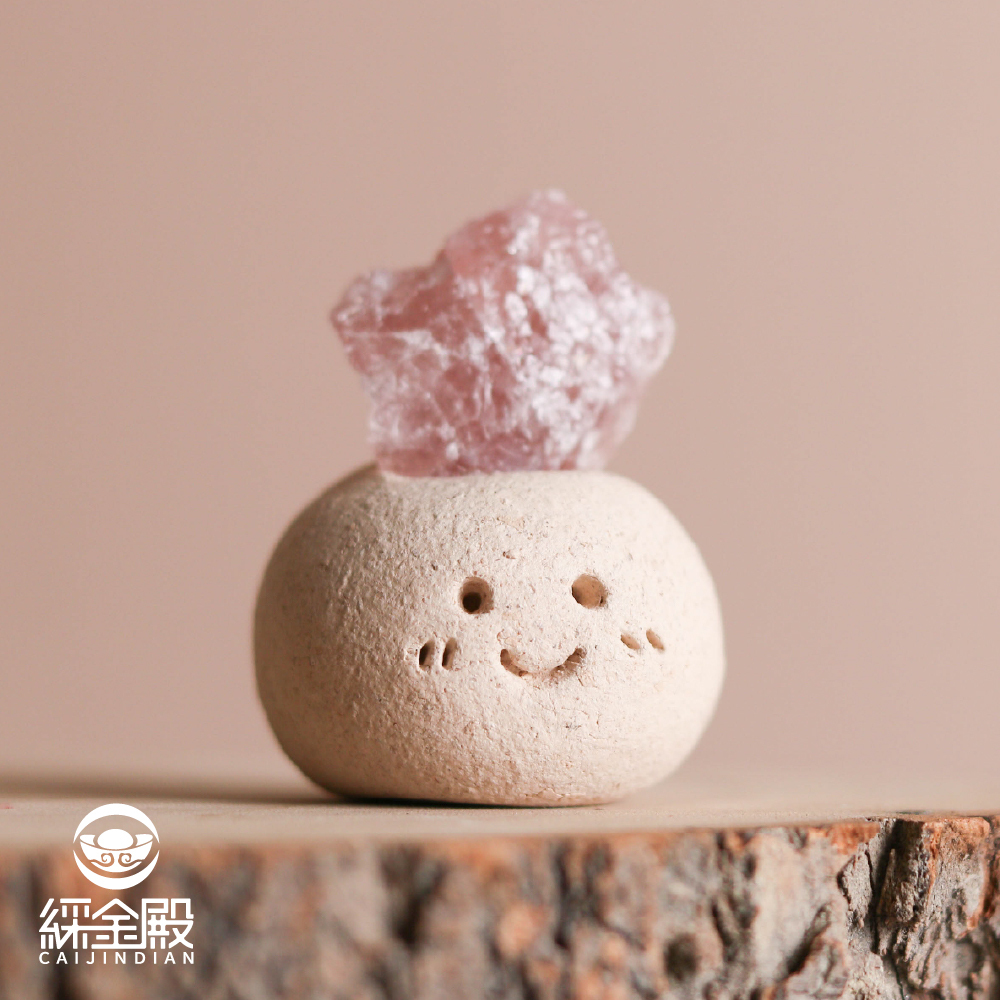 草莓晶招姻緣礦石迷你擺件｜帶來幸福｜平衡心輪｜愛情運｜茶桌擺件｜過爐加持【綵金殿】