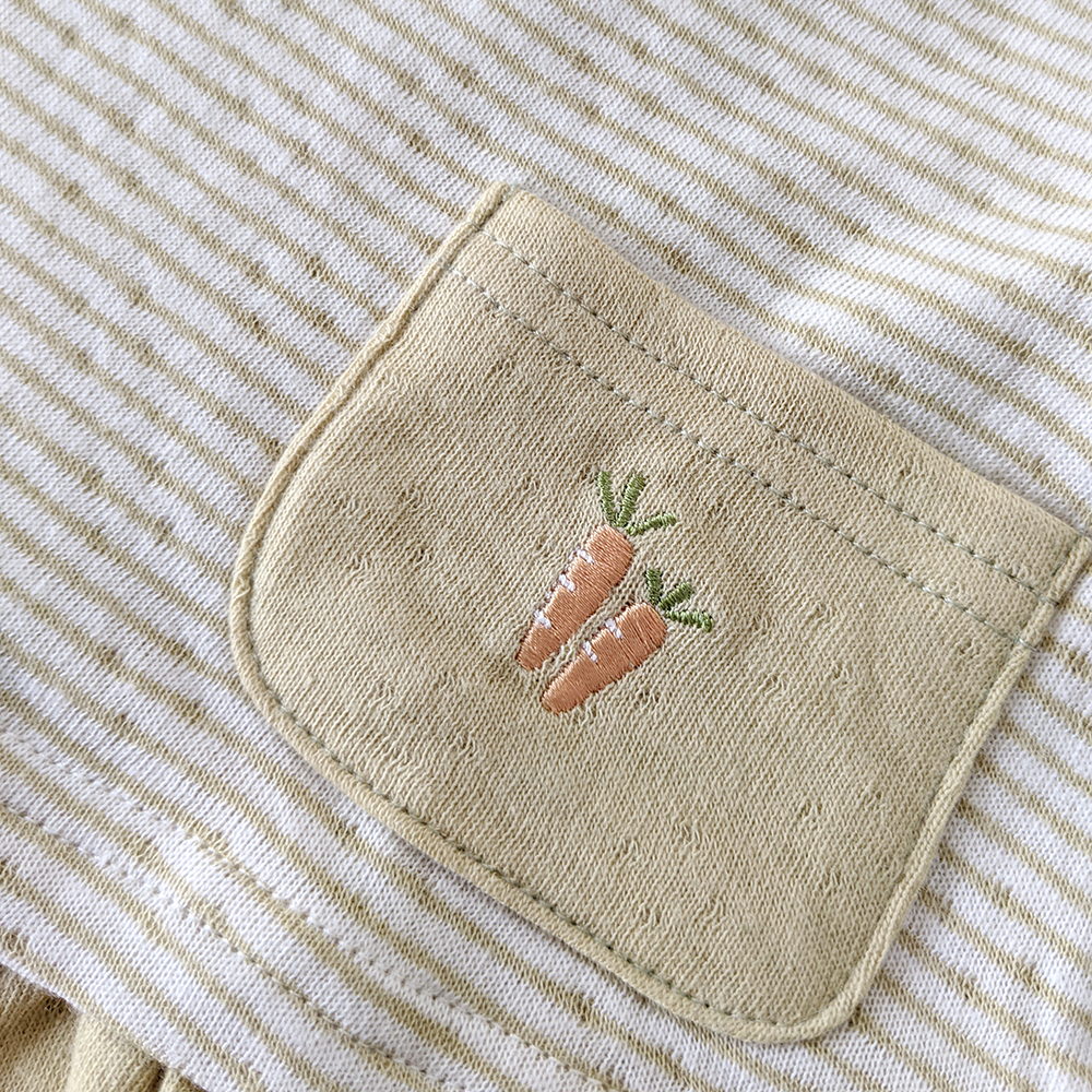 有機棉兒童/幼兒雙層彩長袖衣裙-綠條 | 藍天畫布有機棉