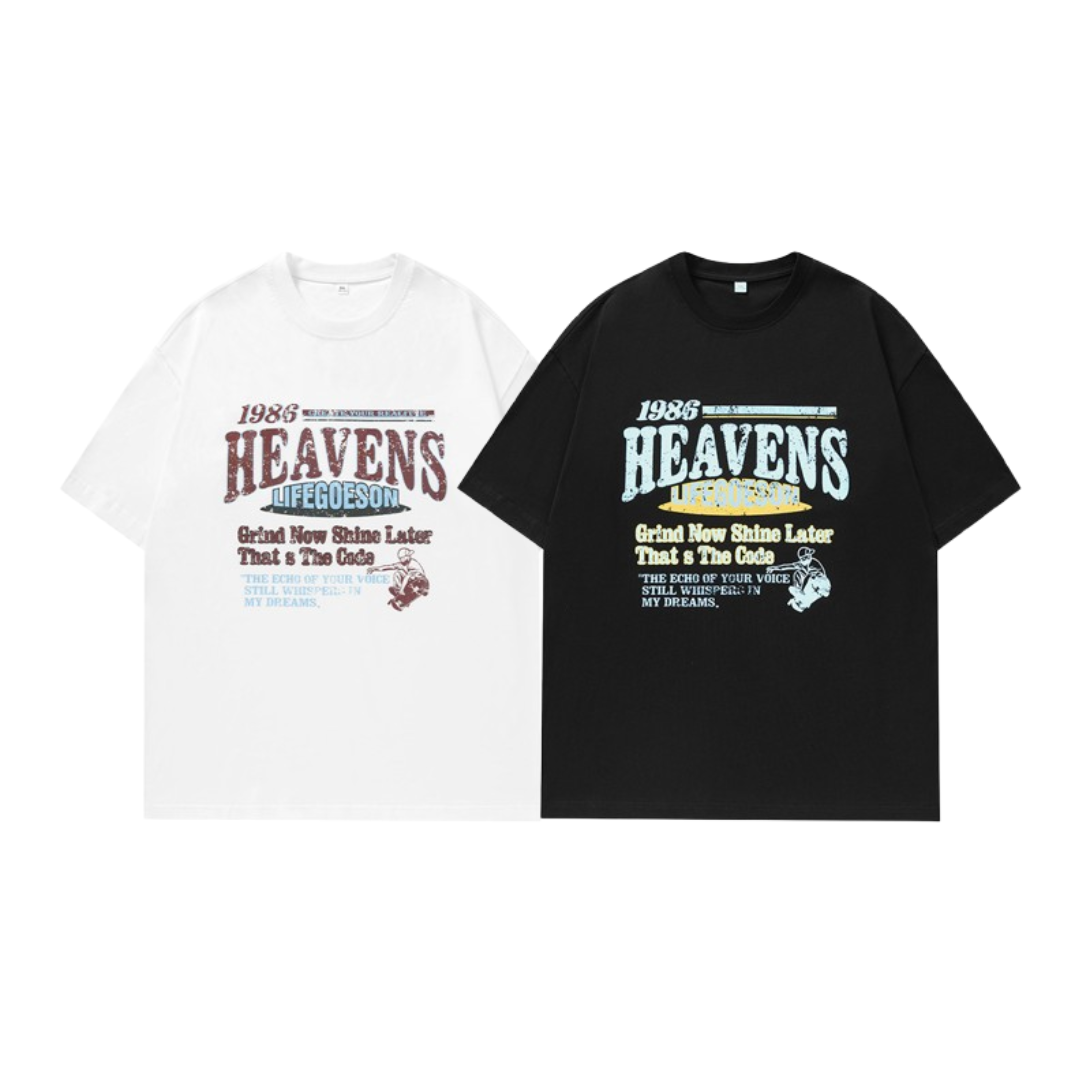 美式復古撞色印花短袖 MT7180